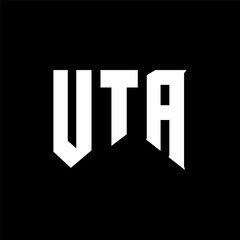 UTA letter logo design for technology company. UTA logo design black and white color combination. UTA logo, UTA vector, UTA design, UTA icon, UTA alphabet. UTA typography logo design.