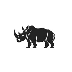 Obraz premium Minimalistic Rhinoceros Logo with Bold, Angular Horn and Sturdy Silhouette