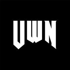 UWN letter logo design for technology company. UWN logo design black and white color combination. UWN logo, UWN vector, UWN design, UWN icon, UWN alphabet. UWN typography logo design.