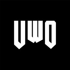 UWO letter logo design for technology company. UWO logo design black and white color combination. UWO logo, UWO vector, UWO design, UWO icon, UWO alphabet. UWO typography logo design.