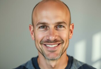 Portrait of a bald man with a friendly expression