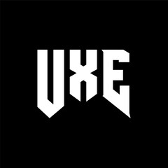 UXE letter logo design for technology company. UXE logo design black and white color combination. UXE logo, UXE vector, UXE design, UXE icon, UXE alphabet. UXE typography logo design.