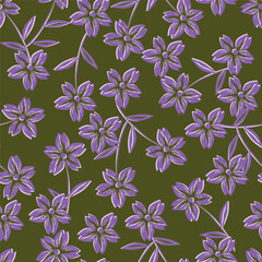 Abstract hand drawn flowers, seamless patterns with floral for fabric, textiles, clothing, poster, cover, banner, wall art, home decor, background. Vector illustration