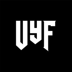 Obraz premium UYF letter logo design for technology company. UYF logo design black and white color combination. UYF logo, UYF vector, UYF design, UYF icon, UYF alphabet. UYF typography logo design.