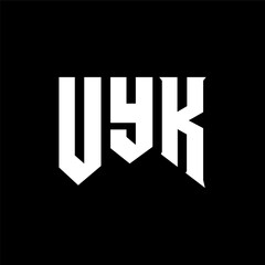 UYK letter logo design for technology company. UYK logo design black and white color combination. UYK logo, UYK vector, UYK design, UYK icon, UYK alphabet. UYK typography logo design.