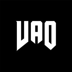 VAO letter logo design for technology company. VAO logo design black and white color combination. VAO logo, VAO vector, VAO design, VAO icon, VAO alphabet. VAO typography logo design.