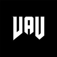 VAU letter logo design for technology company. VAU logo design black and white color combination. VAU logo, VAU vector, VAU design, VAU icon, VAU alphabet. VAU typography logo design.