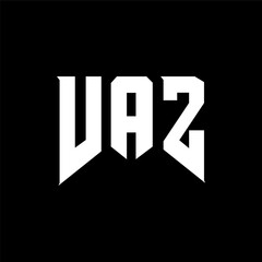 VAZ letter logo design for technology company. VAZ logo design black and white color combination. VAZ logo, VAZ vector, VAZ design, VAZ icon, VAZ alphabet. VAZ typography logo design.