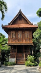 JAKARTA, Balinese traditional house, at the Bali Pavilion, Taman Mini Indonesia Indah