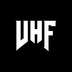 VHF letter logo design for technology company. VHF logo design black and white color combination. VHF logo, VHF vector, VHF design, VHF icon, VHF alphabet. VHF typography logo design.