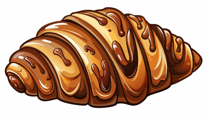 hot croissant with chocolate on white background