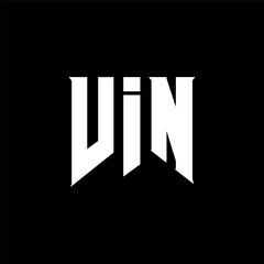 VIN letter logo design for technology company. VIN logo design black and white color combination. VIN logo, VIN vector, VIN design, VIN icon, VIN alphabet. VIN typography logo design.