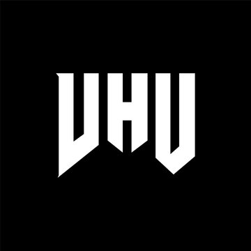 VHU letter logo design for technology company. VHU logo design black and white color combination. VHU logo, VHU vector, VHU design, VHU icon, VHU alphabet. VHU typography logo design.