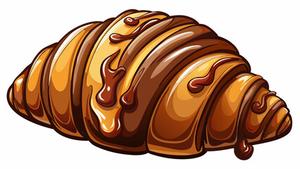 hot croissant with chocolate on white background