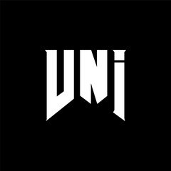 VNI letter logo design for technology company. VNI logo design black and white color combination. VNI logo, VNI vector, VNI design, VNI icon, VNI alphabet. VNI typography logo design.