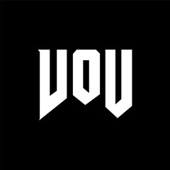 VOU letter logo design for technology company. VOU logo design black and white color combination. VOU logo, VOU vector, VOU design, VOU icon, VOU alphabet. VOU typography logo design.