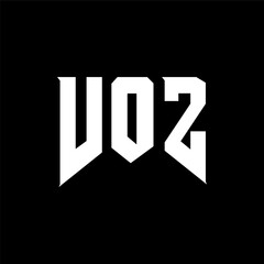 VOZ letter logo design for technology company. VOZ logo design black and white color combination. VOZ logo, VOZ vector, VOZ design, VOZ icon, VOZ alphabet. VOZ typography logo design.