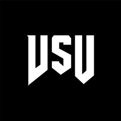 VSU letter logo design for technology company. VSU logo design black and white color combination. VSU logo, VSU vector, VSU design, VSU icon, VSU alphabet. VSU typography logo design.