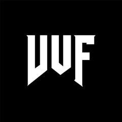 VUF letter logo design for technology company. VUF logo design black and white color combination. VUF logo, VUF vector, VUF design, VUF icon, VUF alphabet. VUF typography logo design.