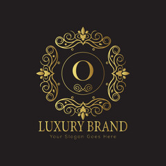 Letter Luxury brand logo design with a royal gold crown emblem and elegant typography
