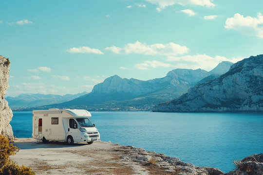 Scenic campervan by the coast
