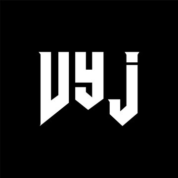 VYJ letter logo design for technology company. VYJ logo design black and white color combination. VYJ logo, VYJ vector, VYJ design, VYJ icon, VYJ alphabet. VYJ typography logo design.
