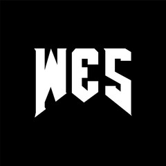 WES letter logo design for technology company. WES logo design black and white color combination. WES logo, WES vector, WES design, WES icon, WES alphabet. WES typography logo design.