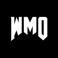 WMO letter logo design for technology company. WMO logo design black and white color combination. WMO logo, WMO vector, WMO design, WMO icon, WMO alphabet. WMO typography logo design.