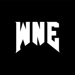 WNE letter logo design for technology company. WNE logo design black and white color combination. WNE logo, WNE vector, WNE design, WNE icon, WNE alphabet. WNE typography logo design.