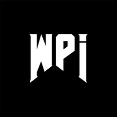 WPI letter logo design for technology company. WPI logo design black and white color combination. WPI logo, WPI vector, WPI design, WPI icon, WPI alphabet. WPI typography logo design.