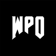 WPO letter logo design for technology company. WPO logo design black and white color combination. WPO logo, WPO vector, WPO design, WPO icon, WPO alphabet. WPO typography logo design.