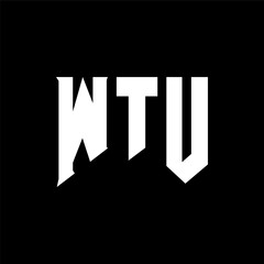 WTU letter logo design for technology company. WTU logo design black and white color combination. WTU logo, WTU vector, WTU design, WTU icon, WTU alphabet. WTU typography logo design.