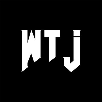 WTJ letter logo design for technology company. WTJ logo design black and white color combination. WTJ logo, WTJ vector, WTJ design, WTJ icon, WTJ alphabet. WTJ typography logo design.