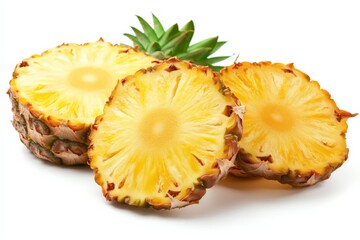 three sliced pineapple pieces on a white surface