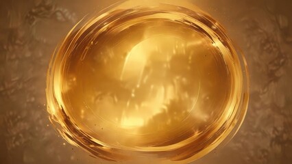 Golden brown yellow abstract circle with holographic effect, yellow, circle