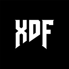 XDF letter logo design for technology company. XDF logo design black and white color combination. XDF logo, XDF vector, XDF design, XDF icon, XDF alphabet. XDF typography logo design.