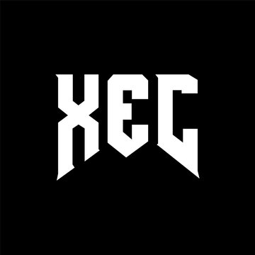 XEC letter logo design for technology company. XEC logo design black and white color combination. XEC logo, XEC vector, XEC design, XEC icon, XEC alphabet. XEC typography logo design.