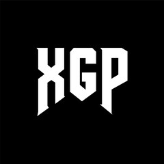 Fototapeta premium XGP letter logo design for technology company. XGP logo design black and white color combination. XGP logo, XGP vector, XGP design, XGP icon, XGP alphabet. XGP typography logo design.