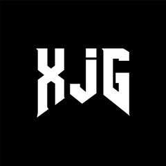 Obraz premium XJG letter logo design for technology company. XJG logo design black and white color combination. XJG logo, XJG vector, XJG design, XJG icon, XJG alphabet. XJG typography logo design.