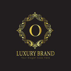 Letter Luxury brand logo design with a royal gold crown emblem and elegant typography
