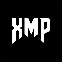 XMP letter logo design for technology company. XMP logo design black and white color combination. XMP logo, XMP vector, XMP design, XMP icon, XMP alphabet. XMP typography logo design.