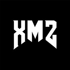 XMZ letter logo design for technology company. XMZ logo design black and white color combination. XMZ logo, XMZ vector, XMZ design, XMZ icon, XMZ alphabet. XMZ typography logo design.