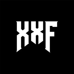 Obraz premium XXF letter logo design for technology company. XXF logo design black and white color combination. XXF logo, XXF vector, XXF design, XXF icon, XXF alphabet. XXF typography logo design.