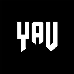 YAU letter logo design for technology company. YAU logo design black and white color combination. YAU logo, YAU vector, YAU design, YAU icon, YAU alphabet. YAU typography logo design.