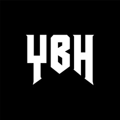 YBH letter logo design for technology company. YBH logo design black and white color combination. YBH logo, YBH vector, YBH design, YBH icon, YBH alphabet. YBH typography logo design.
