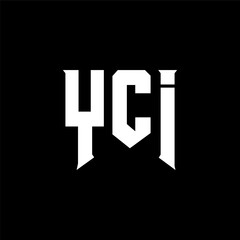 Fototapeta premium YCI letter logo design for technology company. YCI logo design black and white color combination. YCI logo, YCI vector, YCI design, YCI icon, YCI alphabet. YCI typography logo design.