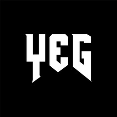 YEG letter logo design for technology company. YEG logo design black and white color combination. YEG logo, YEG vector, YEG design, YEG icon, YEG alphabet. YEG typography logo design.