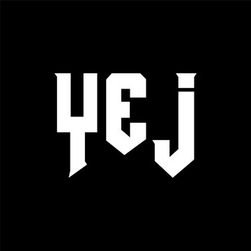 YEJ letter logo design for technology company. YEJ logo design black and white color combination. YEJ logo, YEJ vector, YEJ design, YEJ icon, YEJ alphabet. YEJ typography logo design.