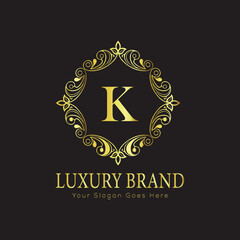 Letter Luxury brand logo design with a royal gold crown emblem and elegant typography
