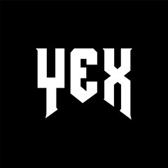 YEX letter logo design for technology company. YEX logo design black and white color combination. YEX logo, YEX vector, YEX design, YEX icon, YEX alphabet. YEX typography logo design.